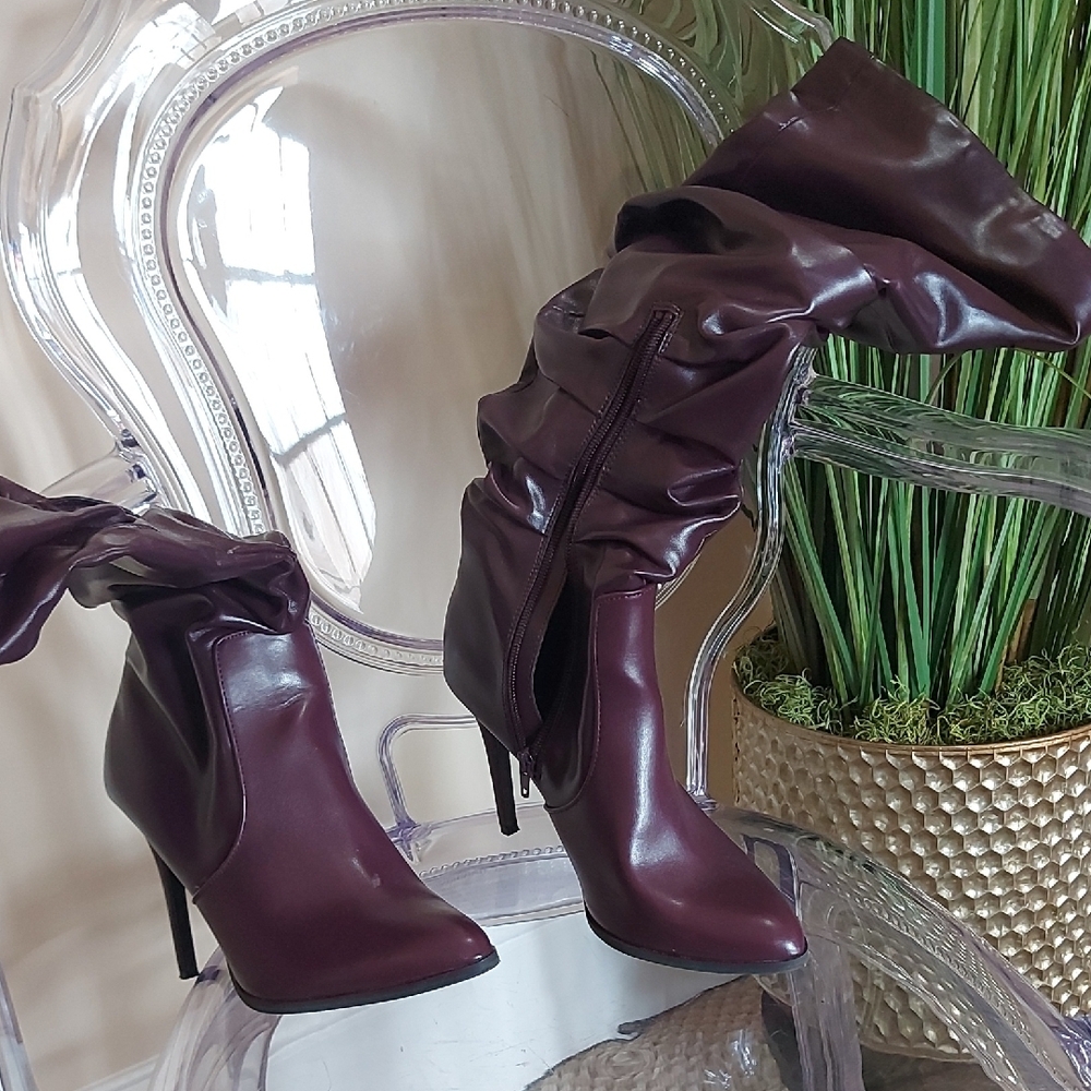 New York & Company Purple Heeled Boots with Stiletto Heel